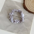 Elegant light purple pleated satin scrunchie with glossy finish for women's hair styling - Gradient Grey