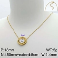 Collar de titanio dorado con colgante de corazón de nácar, 18mm de diámetro, 45cm más 5cm de largo - Estilo de Corazón Incrustado en Círculo (KN112229-GC) / Dorado