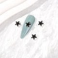 Star-shaped black gemstone nail art decoration set on white silk background - Silver Black Zirconia