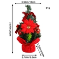Mini red poinsettia Christmas tree ornament for tabletop decor with size specifications - Red
