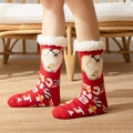 Chaussettes de Noël en peluche rouge festif avec motif ours polaire et doublure polaire - 35-42 / Ours Polaire Rouge
