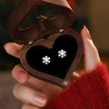 S999 sterling silver snowflake stud earrings in a heart-shaped wooden gift box - E494 / Model D / Platinum Color / S999 Sterling Silver Large