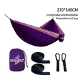 Lightweight 270x140cm nylon parachute hammock in purple and pink with carry bag - 270x140cm / Elastic Band Style / Purple/Pink