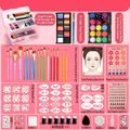 Water-soluble body paint set with a pink storage box, 25 colors, brushes, and face templates - [41 Colors Fluorescent Set] Storage Box + Tools