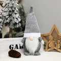 Nordic Christmas gnome plush with grey sequined hat and long white beard for holiday decor - Short Leg / Gray