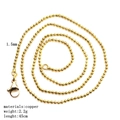 Detail of 45cm golden copper bead chain necklace, 1.5mm diameter with 2.2g weight - 1.5mm Bead Chain