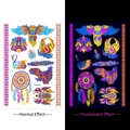 Glow in the dark temporary tattoo DWYG06 with colorful owl and lion dreamcatcher motifs - Fluorescent DWYG-006