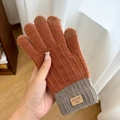 Knitted touch screen gloves in caramel orange and light grey color block design - Touchscreen NLD Style Caramel