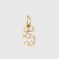 Gold plated stainless steel number 5 pendant with sparkling cubic zirconia pavé stones - 5-Gold