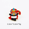 Enamel panda brooch in Sichuan Opera costume with red fan and cape, size 3.3cm by 3.2cm - Sichuan Opera Face Changing Panda With Folding Fan