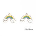 Rainbow and cloud alloy enamel charms for DIY earrings with 25x18mm dimensions - Smiley Rainbow
