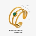 Mehrlagiger offener Ring aus 18K vergoldetem Edelstahl mit grünem Malachit-Stein-Inlay - Malachit Ring