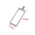 Silver rectangular stainless steel frame pendant with 47x17mm dimensions for DIY jewelry - Long Rectangle / Steel