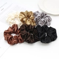 Set of 6 satin silk scrunchies in neutral tones like cream, gold, and black for women - 6-Piece Set - Style 2