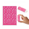 Biodegradable pink dog poop bag with white strawberry and heart patterns, 23x33cm size - 1 Micron Biodegradable Pink Strawberry
