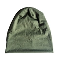 Unisex olive green knit beanie hat in a soft slouchy style for casual wear - Navy Green