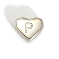 Polished stainless steel heart-shaped charm with engraved letter P for DIY jewelry - Letter P Style (SP143S-P)