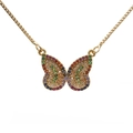 Micro-paved colorful zircon butterfly pendant necklace in gold-finished box chain - Box Chain Pave Colored Butterfly