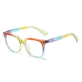 Stylish square large frame eyewear with vibrant rainbow gradient transparent finish - Multicolor Gradient