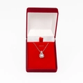 Silver square pendant necklace with brilliant main stone in premium red velvet jewelry box - Outer Red Inner White Top Red Bottom
