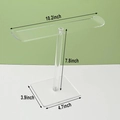 Clear acrylic headband stand with T-bar design and specific size measurements - 1 Tier