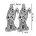 Colgante Santa Muerte de acero inoxidable plateado con detalle de hoz y balanza - Color Acero-39.5mm
