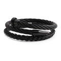 Retro black stainless steel braided nail bracelet with Roman numeral vintage design - 2 Pieces Set / Black