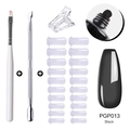 Poly gel nail extension kit with black gel, brush, dual forms and clips PGP013 - Black
