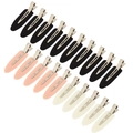 18er-Set spurenlose Haarklammern in Blattform in Schwarz, Rosa und Beige - 10 Schwarz+5 Rosa+5 Weiß / Dreifarbig Beutelt (15 Stk)