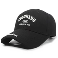 Black cotton baseball cap with white Colorado 1987 embroidery and curved brim - Adjustable / Black