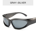 Y2K steampunk wrap-around sports cycling sunglasses in gray-silver finish - Gunmetal Frame Silver Mirrored Lenses