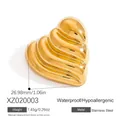 Waterproof 18K gold plated stainless steel heart brooch with rippled metal texture - Ripple Textured Heart