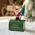 Decoración navideña de buzón de metal verde con Papá Noel y mini árbol de Navidad - Buzón Verde Papá Noel