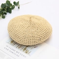 Handgemaakte beige geweven strooien baret in vintage stijl, ademend ontwerp voor de zomer - Verstelbaar / Beige