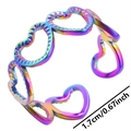 Anillo corazón abierto arcoíris 1,7cm diámetro con acabado de acero inoxidable irisado - Arcoíris