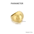 Vista tecnica dettagliata dell'anello in acciaio dorato da 22 mm con dimensioni e peso - US 6 / 22mm di Larghezza / Oro