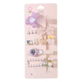 Lot de 5 barrettes mignonnes violettes et roses avec motifs ours, fleurs et cœurs - #4 Série Violette