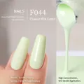 Cheese Green Mint nail gel polish F044 with matte and glossy finishes on nails - F044 Cheese Milk Green