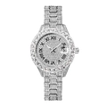 Orologio al quarzo da donna in argento con pavé di cristalli e quadrante con numeri romani - Argento