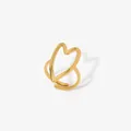 Elegant 316L gold stainless steel open heart ring featuring a minimalist cutout design - Gold Heart Shape Style (KD725)