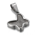 Silver stainless steel butterfly pendant with dark filling and a polished metallic finish - Steel Butterfly Base Tray (KLJ6703-Z)