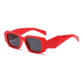 Lunettes de soleil rétro à monture épaisse rouge polygonale avec verres teintés - C10 Monture Rouge Gris