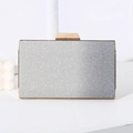Silver-grey gradient sequin envelope clutch bag with a sleek golden metal clasp - Gray