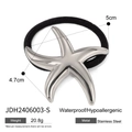 Elastico per capelli stella marina in acciaio inox argento, accessorio impermeabile 5x4,7cm - Stile Stella Marina Argento (JDH2406003-S)