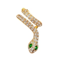 Golden snake ring with white zircon pave and green stone eyes in spiral design - Full Diamond Snake Right Hand (1305)