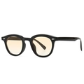 Classic black thick frame glasses with blue light blocking lenses and metal rivets - Black Frame Gradient Yellow Lens (C8)