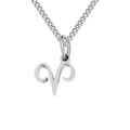 Minimalist polished silver stainless steel Aries zodiac symbol pendant necklace for women - Aries / Steel
