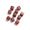 Set of 10 natural red jasper 15mm six-sided dice pendants with unique stone textures - Red Jasper