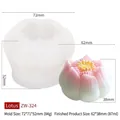 Lotus shaped silicone mold for handmade resin flowers with detailed size measurements - Lotus ZW-324 / Mold 72x71x52mm