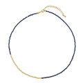 Halskette aus blauen Apatit-Perlen mit goldenen Akzenten und verstellbarem Verschluss - Lapislazuli Halskette (XL-538J-6)